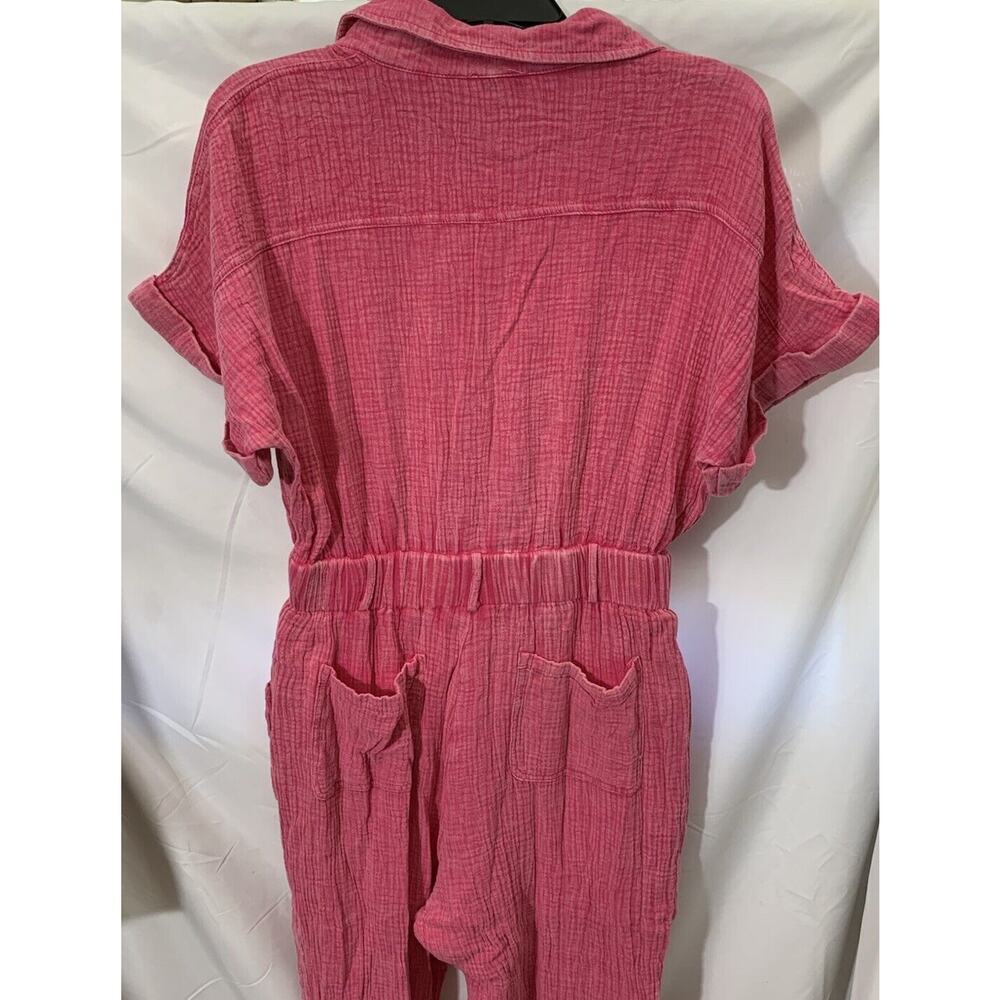 White Birch Short sleeve Jumpsuit Romper Pink Womens M Button Up - Picture 5 of 7